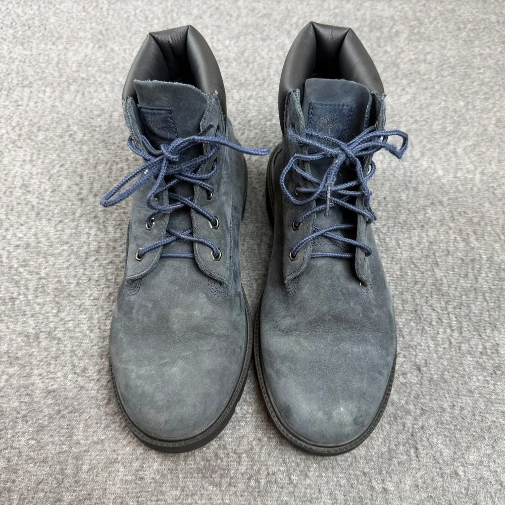 Timberland 6 Inch Boots Boys 6.5 Navy Blue Nubuck Waterproof A10KO